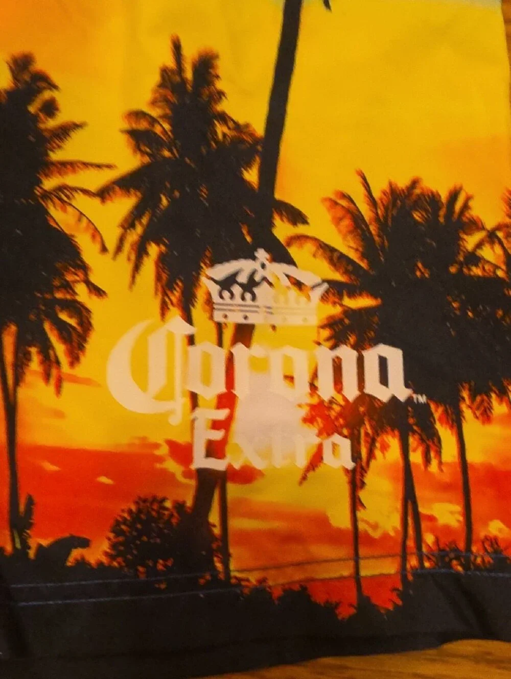Corona Men’s Blue Orange Yellow Palm Sunset Swim Shorts
